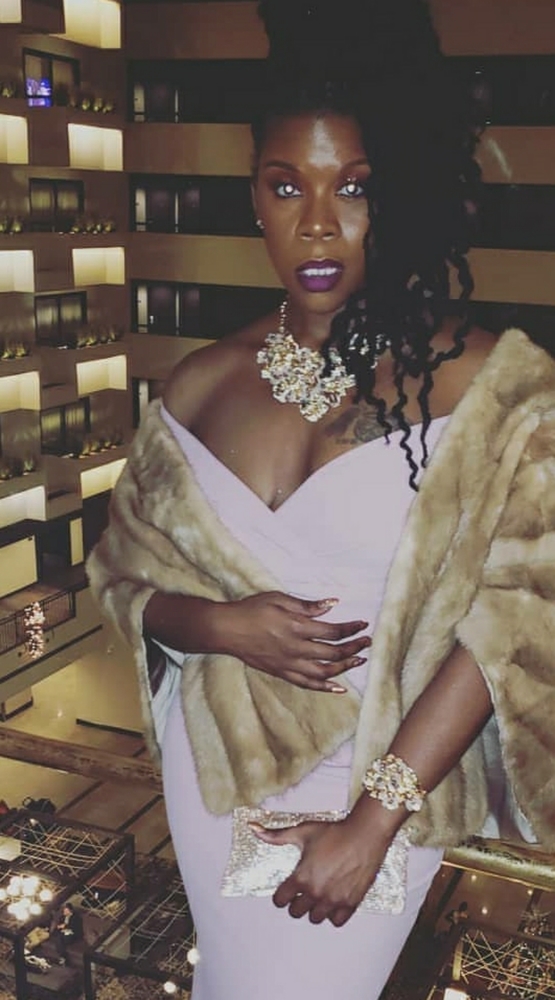 SHE pretty in pink evening gown